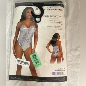 Leg Avenue Shimmering Silver‎ Sequin Bodysuit